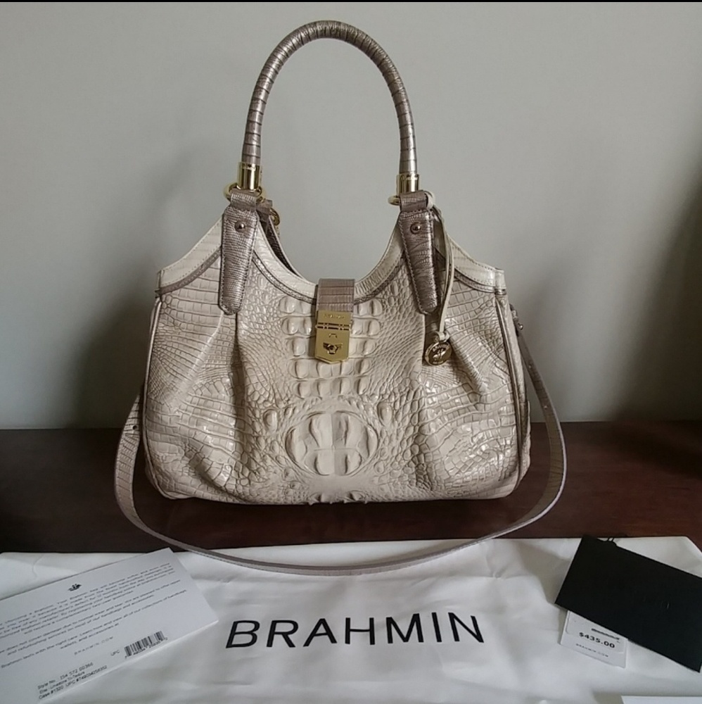 Brahmin Elisa signature Limestone Tri-texture NWT